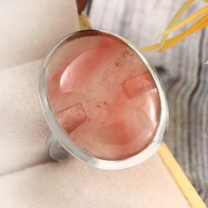 Strawberry Quartz Size US 12 925 Sterling Silver Ring (REXT85-75)
