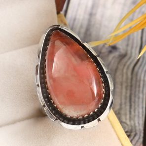 Strawberry Quartz Size US 7 925 Sterling Silver Ring (REXT85-64)
