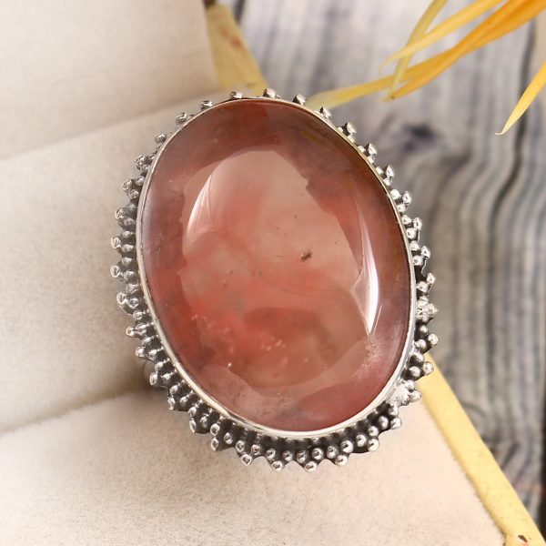 Strawberry Quartz Size US 7 925 Sterling Silver Ring (REXT85-39)