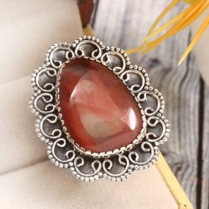 Strawberry Quartz Size US 11 925 Sterling Silver Ring (REXT85-8)