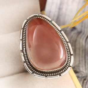 Strawberry Quartz Size US 11 925 Sterling Silver Ring (REXT85-70)