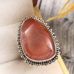 Strawberry Quartz Size US 8 925 Sterling Silver Ring (REXT85-29)