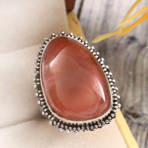 Strawberry Quartz Size US 8 925 Sterling Silver Ring (REXT85-29)