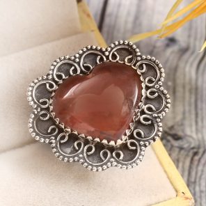 Strawberry Quartz Size US 5 925 Sterling Silver Ring (REXT85-57)