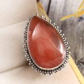 Strawberry Quartz Size US 5 925 Sterling Silver Ring (REXT85-58)