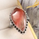 Strawberry Quartz Size US 11 925 Sterling Silver Ring (REXT85-9)