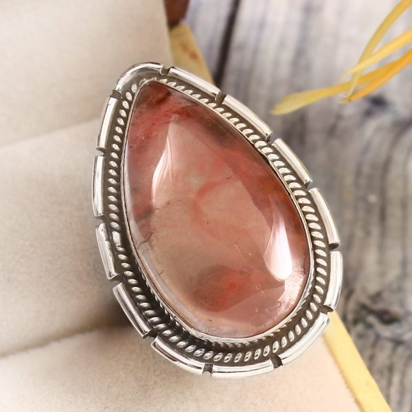 Strawberry Quartz Size US 5 925 Sterling Silver Ring (REXT85-63)