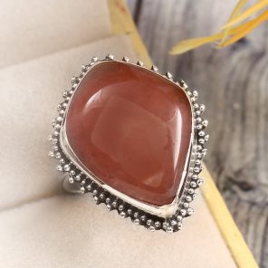 Strawberry Quartz Size US 10 925 Sterling Silver Ring (REXT85-17)
