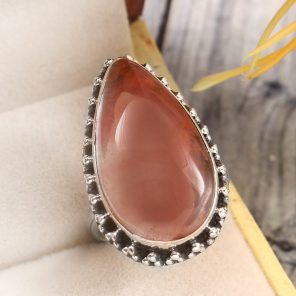 Strawberry Quartz Size US 7 925 Sterling Silver Ring (REXT85-37)