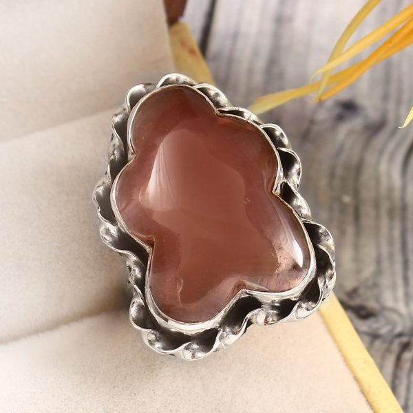 Strawberry Quartz Size US 6 925 Sterling Silver Ring (REXT85-47)