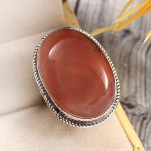 Strawberry Quartz Size US 6 925 Sterling Silver Ring (REXT85-48)