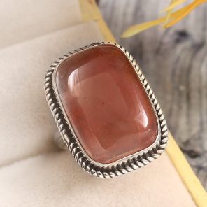 Strawberry Quartz Size US 5 925 Sterling Silver Ring (REXT85-59)