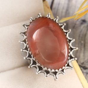 Strawberry Quartz Size US 9 925 Sterling Silver Ring (REXT85-23)