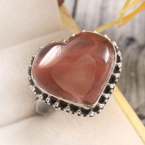 Strawberry Quartz Size US 12 925 Sterling Silver Ring (REXT85-4)