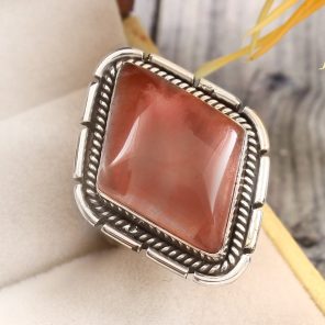 Strawberry Quartz Size US 7 925 Sterling Silver Ring (REXT85-66)