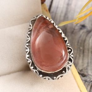 Strawberry Quartz Size US 6 925 Sterling Silver Ring (REXT85-49)