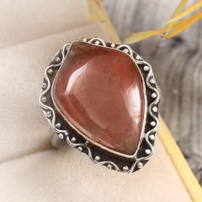 Strawberry Quartz Size US 10 925 Sterling Silver Ring (REXT85-16)