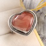 Strawberry Quartz Size US 12 925 Sterling Silver Ring (REXT85-5)