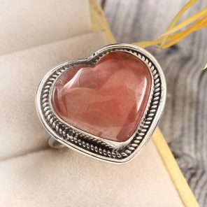 Strawberry Quartz Size US 12 925 Sterling Silver Ring (REXT85-5)