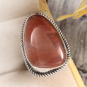 Strawberry Quartz Size US 5 925 Sterling Silver Ring (REXT85-60)