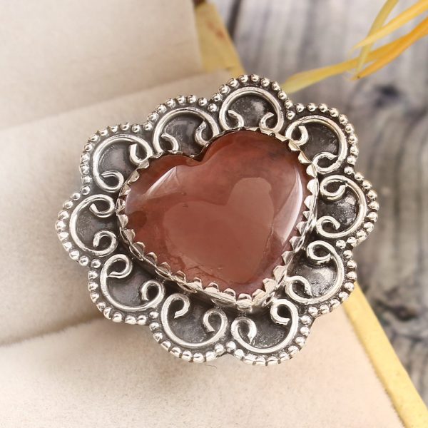 Strawberry Quartz Size US 7 925 Sterling Silver Ring (REXT85-36)