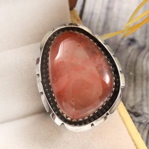 Strawberry Quartz Size US 8 925 Sterling Silver Ring (REXT85-67)