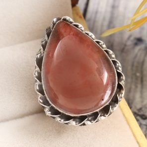 Strawberry Quartz Size US 5 925 Sterling Silver Ring (REXT85-61)