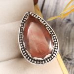 Strawberry Quartz Size US 7 925 Sterling Silver Ring (REXT85-34)