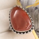 Strawberry Quartz Size US 8 925 Sterling Silver Ring (REXT85-31)