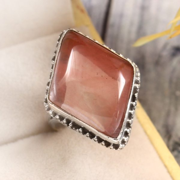 Strawberry Quartz Size US 7 925 Sterling Silver Ring (REXT85-33)