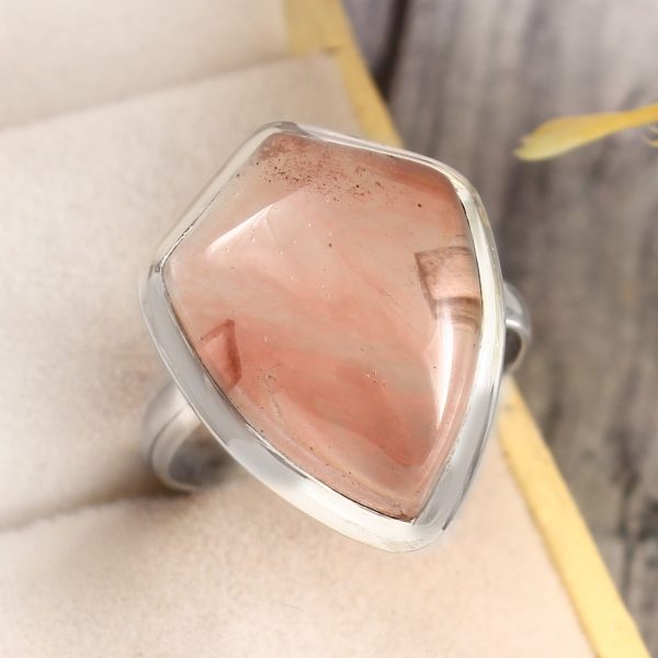 Strawberry Quartz Size US 9 925 Sterling Silver Ring (REXT85-74)