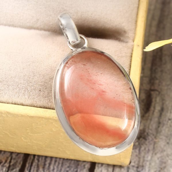 Strawberry Quartz 1.25" 925 Sterling Silver Pendant (REXT85-79)