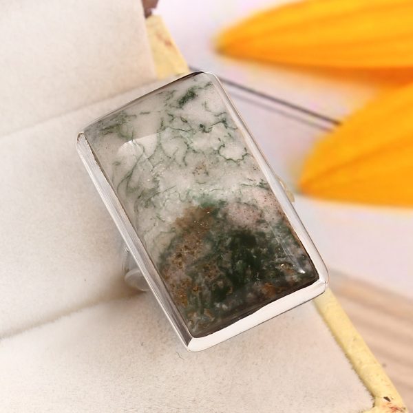 Tree Agate Size US 6 925 Sterling Silver Ring (REXT90-78)