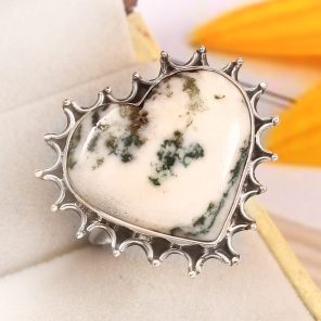 Tree Agate Size US 12 925 Sterling Silver Ring (REXT90-16)