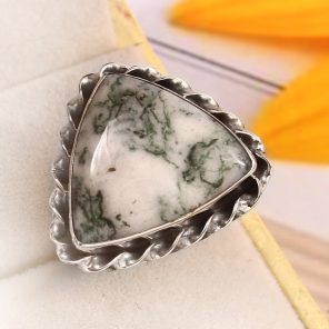 Tree Agate Size US 7 925 Sterling Silver Ring (REXT90-42)