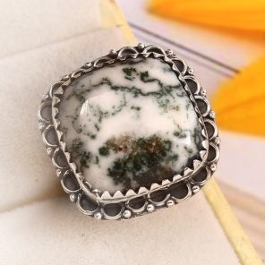 Tree Agate Size US 7 925 Sterling Silver Ring (REXT90-41)
