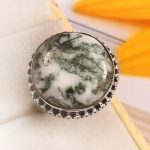 Tree Agate Size US 7 925 Sterling Silver Ring (REXT90-44)