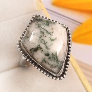 Tree Agate Size US 12 925 Sterling Silver Ring (REXT90-15)