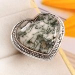 Tree Agate Size US 10 925 Sterling Silver Ring (REXT90-18)