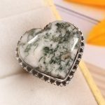 Tree Agate Size US 8 925 Sterling Silver Ring (REXT90-32)