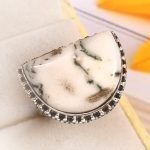 Tree Agate Size US 10 925 Sterling Silver Ring (REXT90-20)