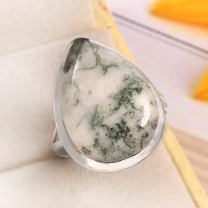 Tree Agate Size US 8 925 Sterling Silver Ring (REXT90-86)