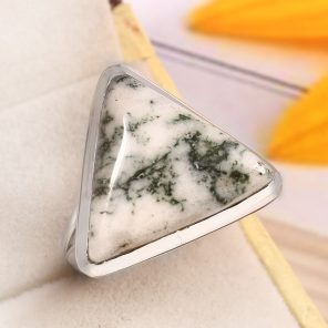 Tree Agate Size US 11 925 Sterling Silver Ring (REXT90-93)