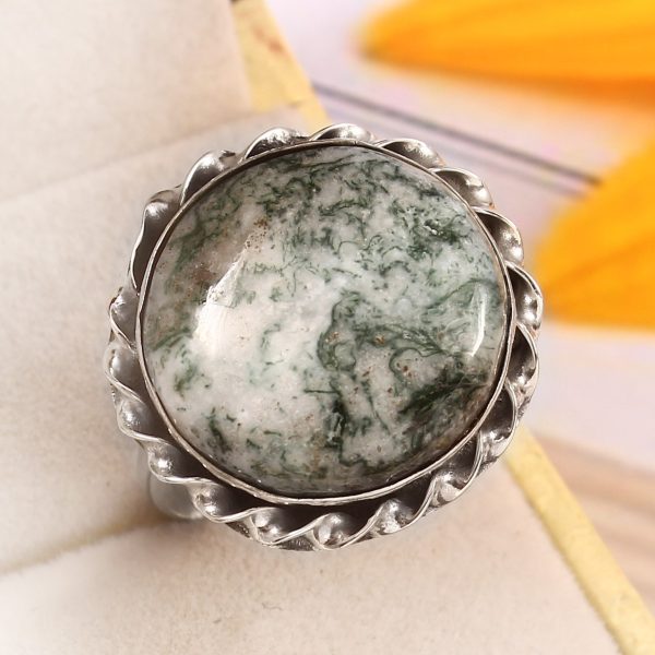 Tree Agate Size US 11 925 Sterling Silver Ring (REXT90-8)