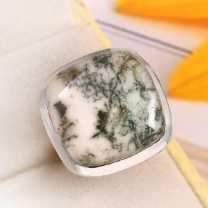 Tree Agate Size US 5 925 Sterling Silver Ring (REXT90-72)