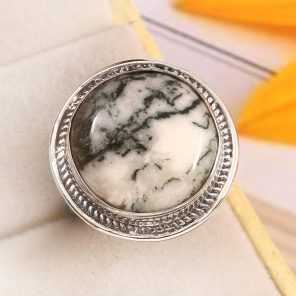 Tree Agate Size US 9 925 Sterling Silver Ring (REXT90-30)