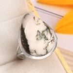 Tree Agate Size US 9 925 Sterling Silver Ring (REXT90-89)
