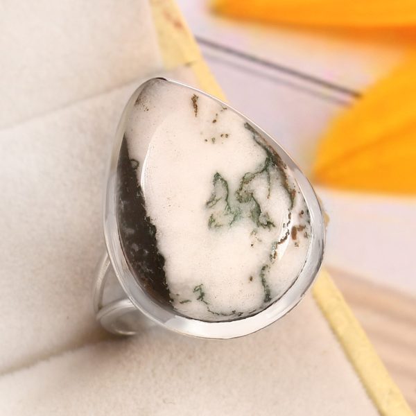 Tree Agate Size US 9 925 Sterling Silver Ring (REXT90-89)