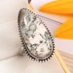 Tree Agate Size US 9 925 Sterling Silver Ring (REXT90-28)