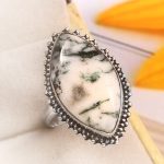 Tree Agate Size US 9 925 Sterling Silver Ring (REXT90-27)